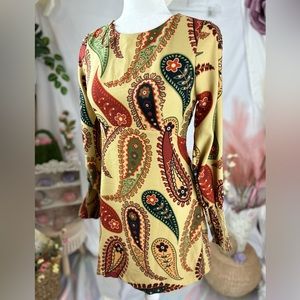 Zara Trafaluc Long Sleeve Paisley Cut Out Back Mini Dress. Size Small 033